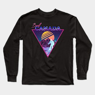 Retro Vaporwave Ski Mountain | Banff Canada | Shirts, Stickers, and More! Long Sleeve T-Shirt